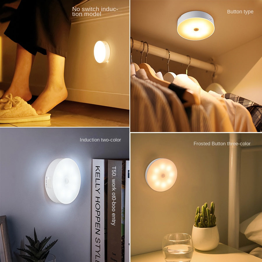 Smart LED Motion Sensor Night Light with Wireless Charging and Magnetic Base, Bedside Lamp for Bedroom, Cabinet, Home Use