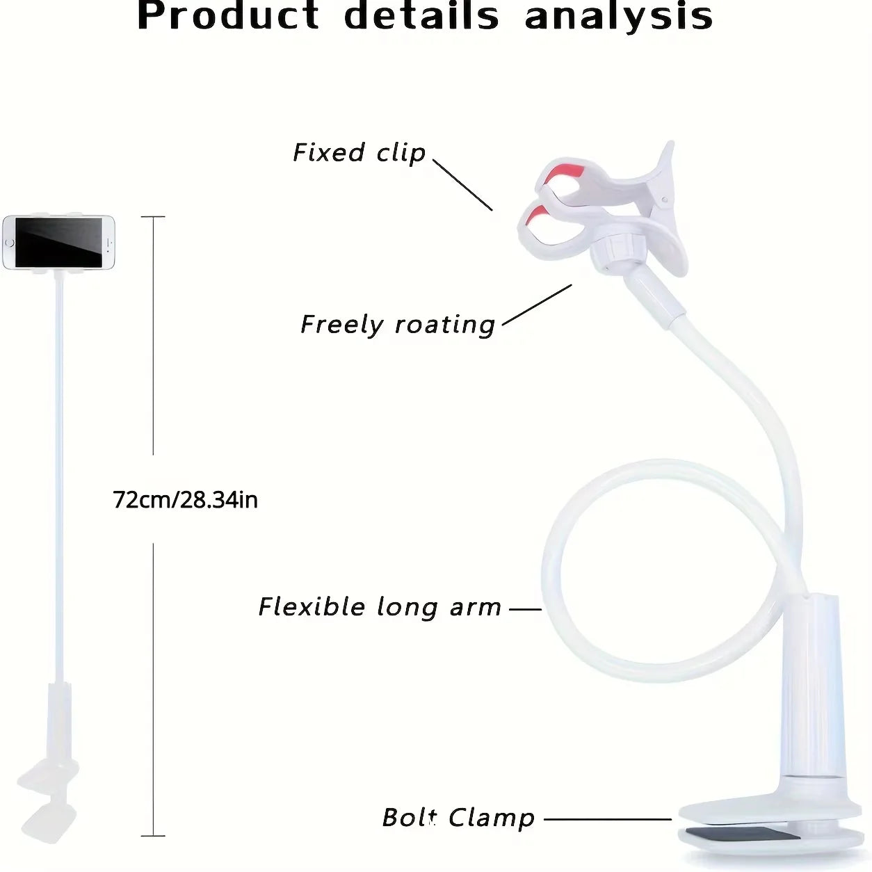 Flexible Gooseneck Phone Holder – Long Arm Bedside Clamp Stand