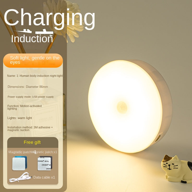 Smart LED Motion Sensor Night Light with Wireless Charging and Magnetic Base, Bedside Lamp for Bedroom, Cabinet, Home Use