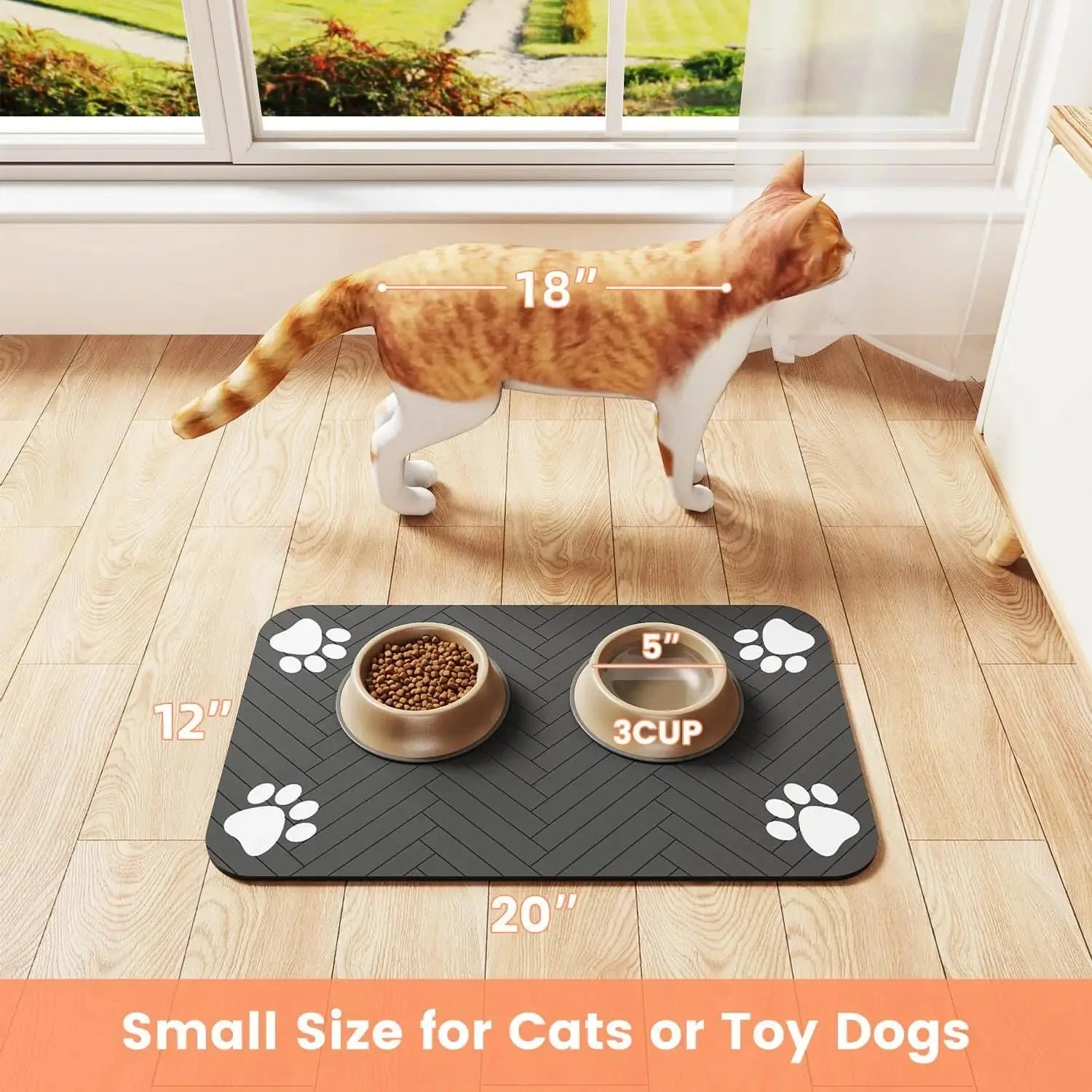 Quick-Dry Pet Feeding Mat | Waterproof & Absorbent Food Bowl Mat for Dogs & Cats