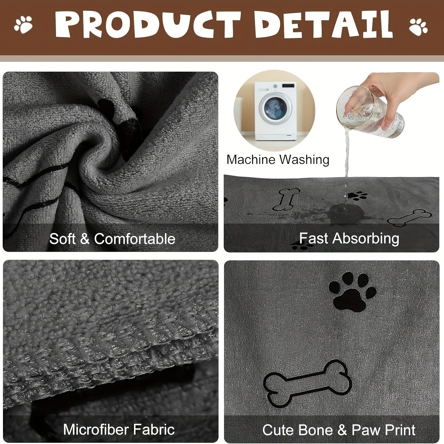 Quick-Dry Microfiber Dog Towel | Ultra Absorbent Pet Bath Towel for Dogs & Cats