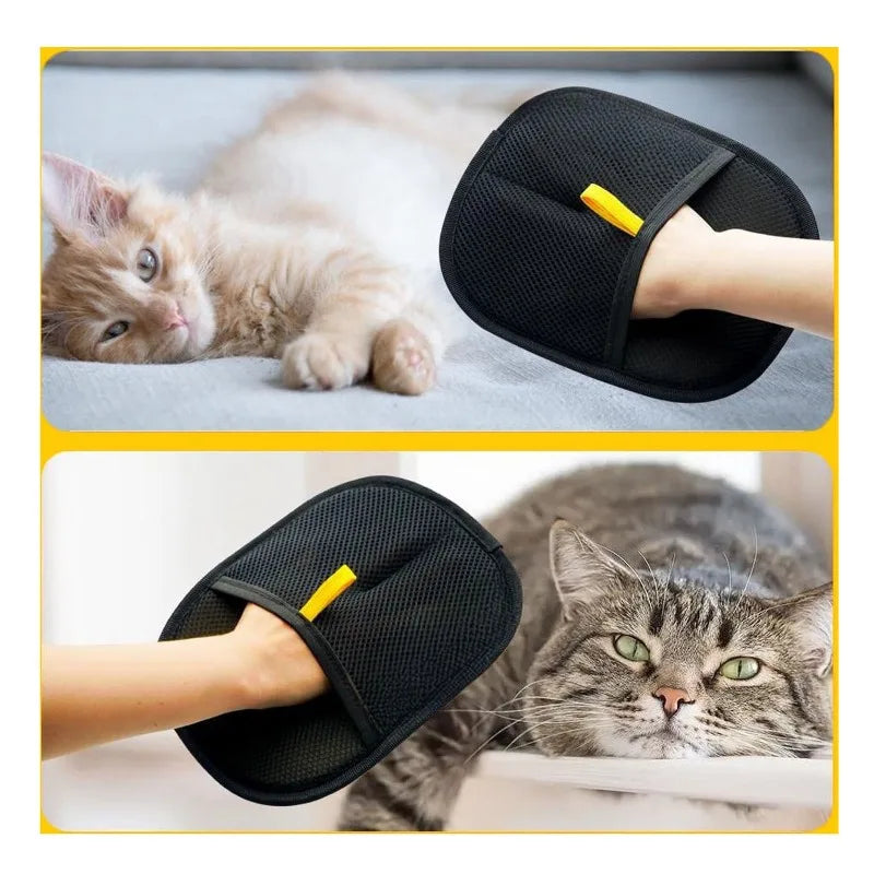 Double-Sided Pet Grooming Glove | Cat & Dog Hair Removal Brush for Shedding & Bathing