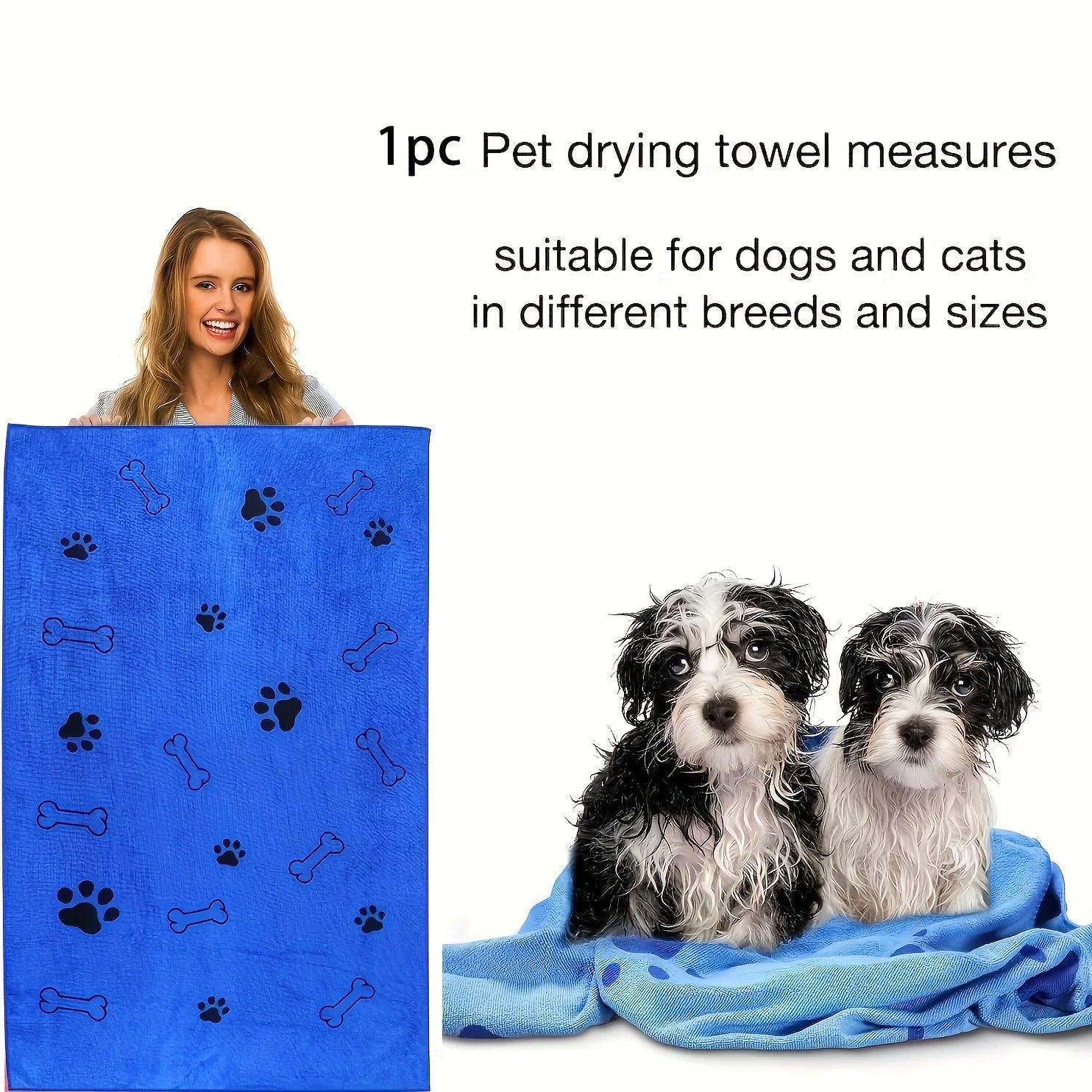 Quick-Dry Microfiber Dog Towel | Ultra Absorbent Pet Bath Towel for Dogs & Cats